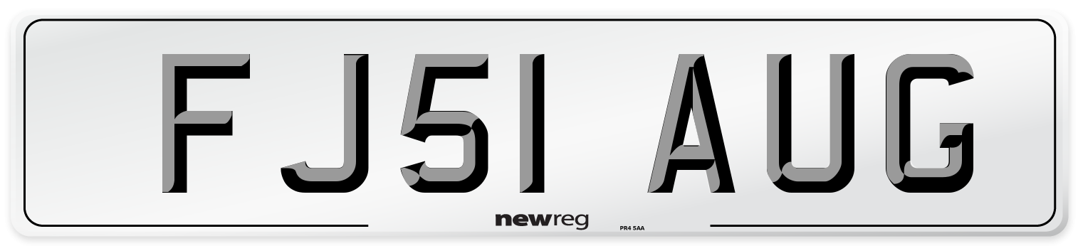 FJ51 AUG Number Plate from New Reg